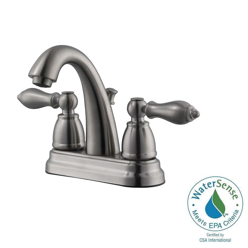 Design House Geneva 4 in. Centerset 2-Handle Bathroom Faucet in Satin ...
