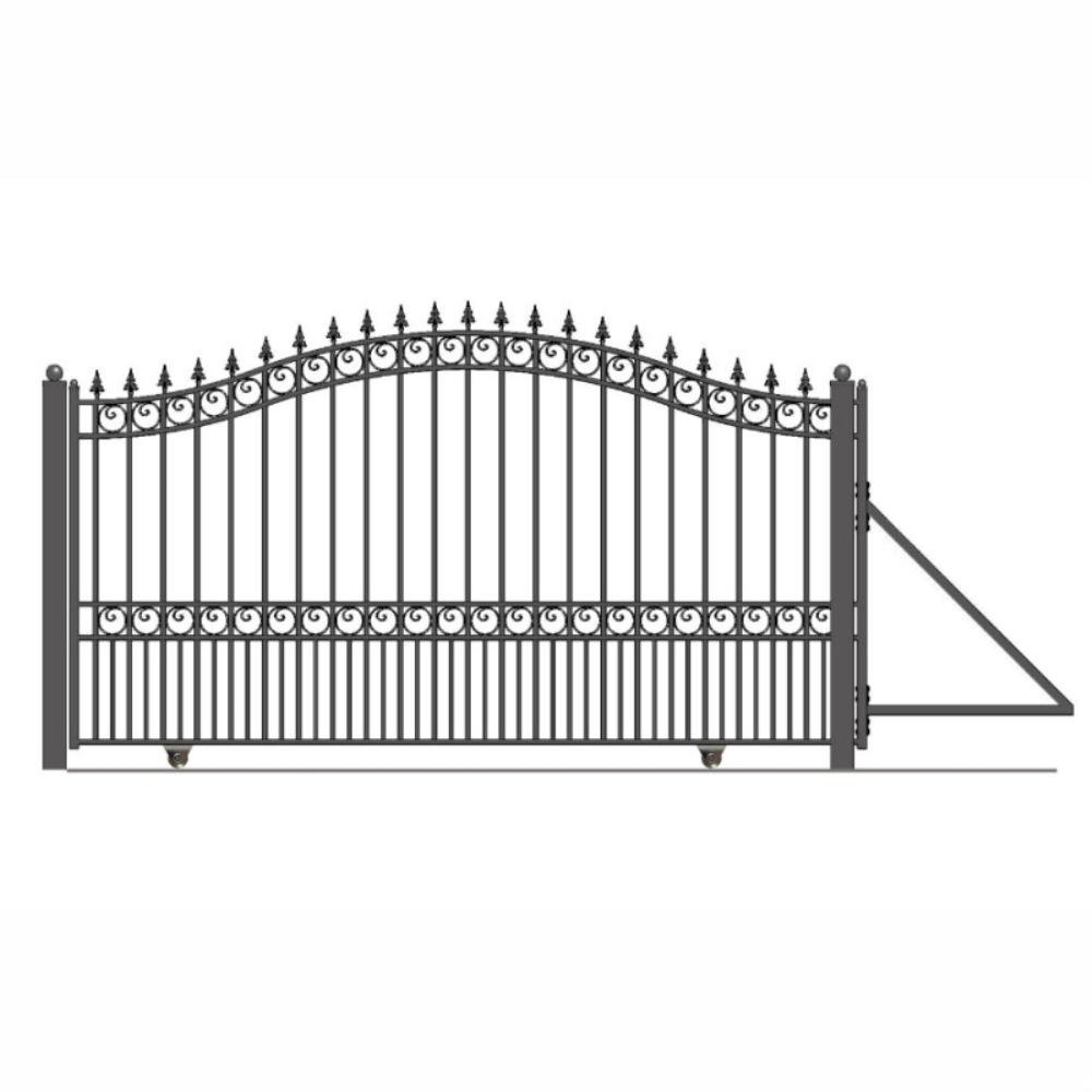 ALEKO London Style 14 Ft. X 6 Ft. Black Steel Single Slide Driveway ...