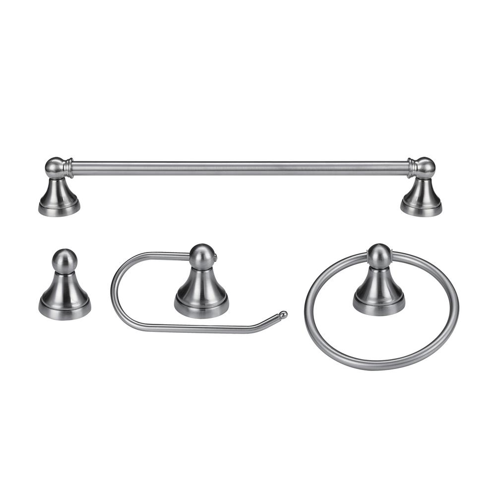 Globe Electric Jayden 4Piece AllInOne Brushed Steel Bath Set51228