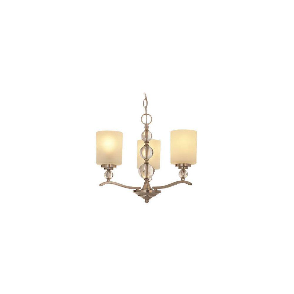 Hampton Bay Laurel Hill 3-Light Brushed Nickel Chandelier with Opal Glass Shades and Glass Ball Accents was $139.0 now $58.85 (58.0% off)