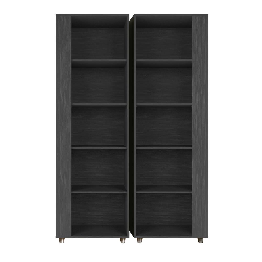 Luxor Binghamton Black 5 Shelf Mid Century Modern Bookcase Set Of 2 2   Black Luxor Bookcases 2 12lchd2 64 1000 