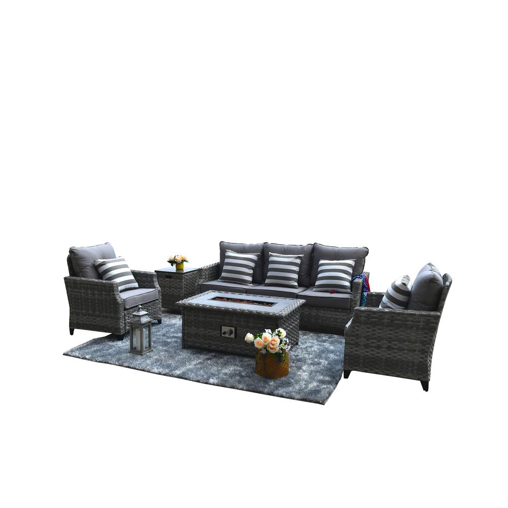 DIRECT WICKER Maxwell 5-Piece All-Weather Wicker Patio ...