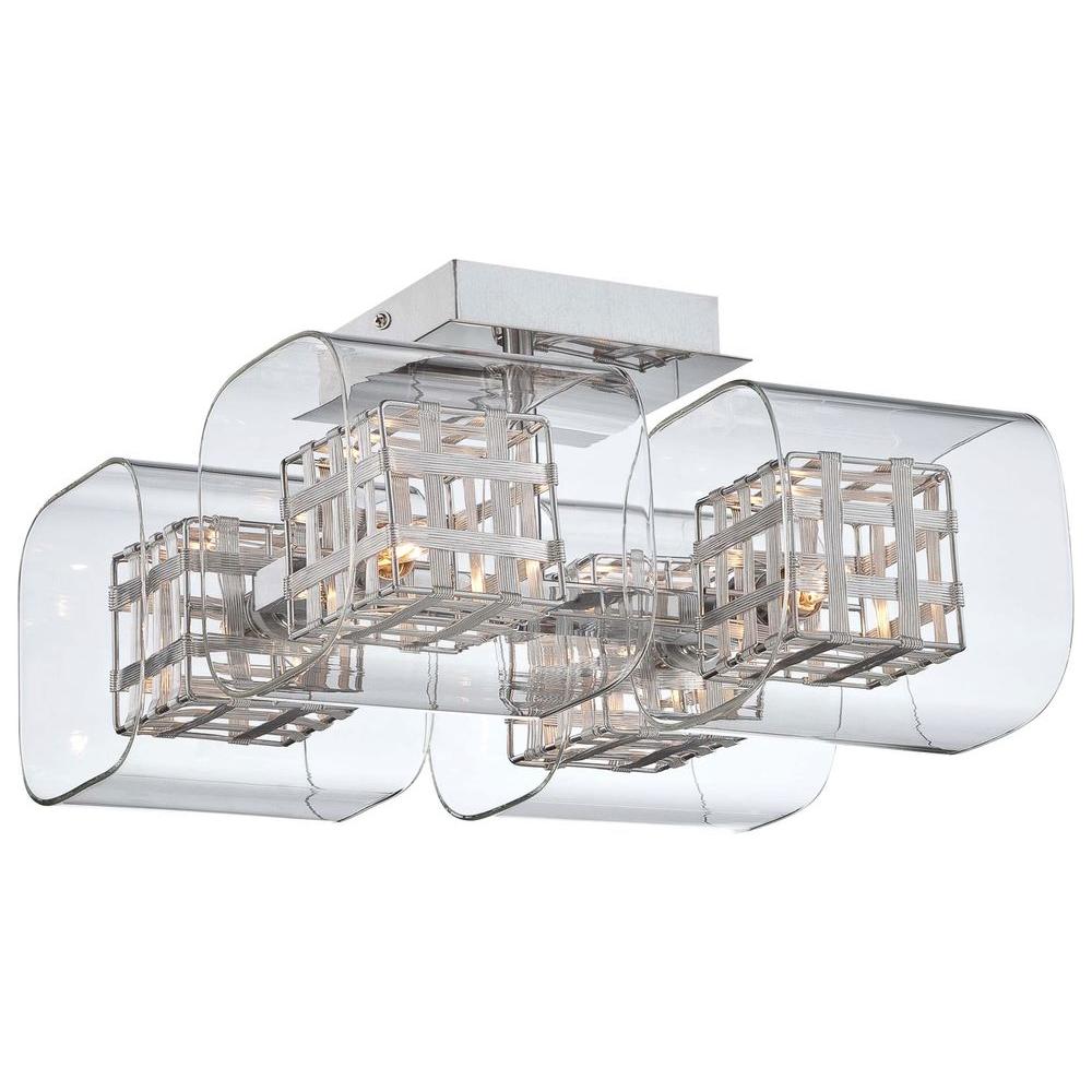 George Kovacs 4 Light Chrome Ceiling Semi Flushmount Fixture P802 George Kovacs 4 Light Chrome Ceiling Semi Flushmount Fixture