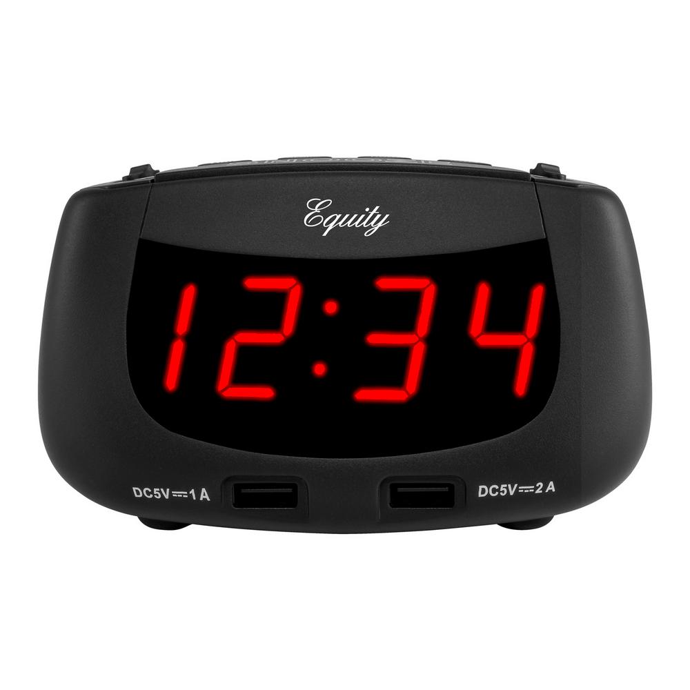Equity by La Crosse 0.9 in. Red LED Dual USB Alarm Clock30416 The Home Depot