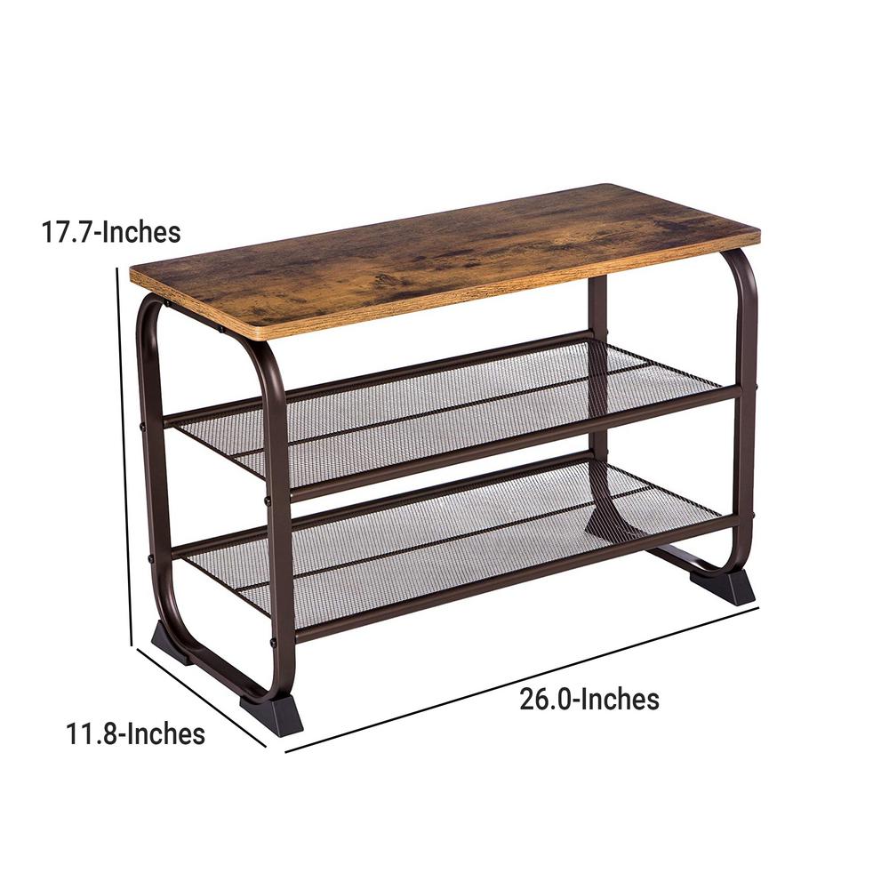 Benjara 17 7 In H X 11 8 In W X 26 In H Pair Black And Brown 3 Tier Wood Top Shoe Rack With Metal Base Bm197487 The Home Depot