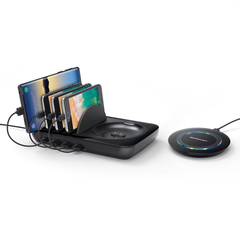 Charging Dock Cell Phone Tablet Accessories Home Electronics 4 Port Multiple Usb Charger Station And Phone Docking With Qi Compatible Wireless