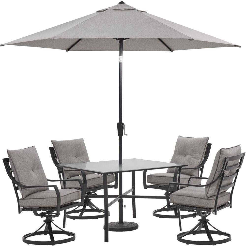 Hanover Lavallette 5 Piece Steel Outdoor Dining Set with Silver 