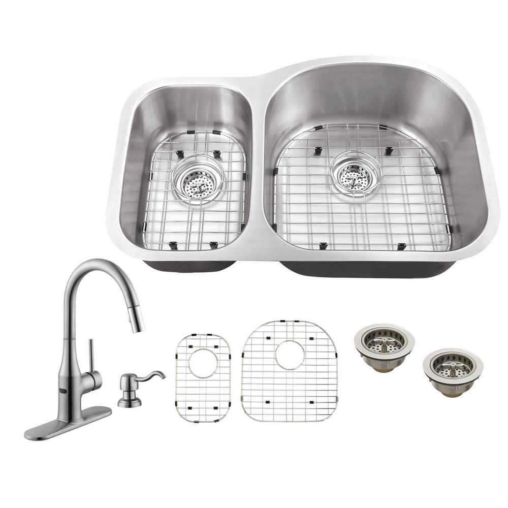 Schon All In One Undermount Stainless Steel 32 Double Bowl Undermount Stainless Steel