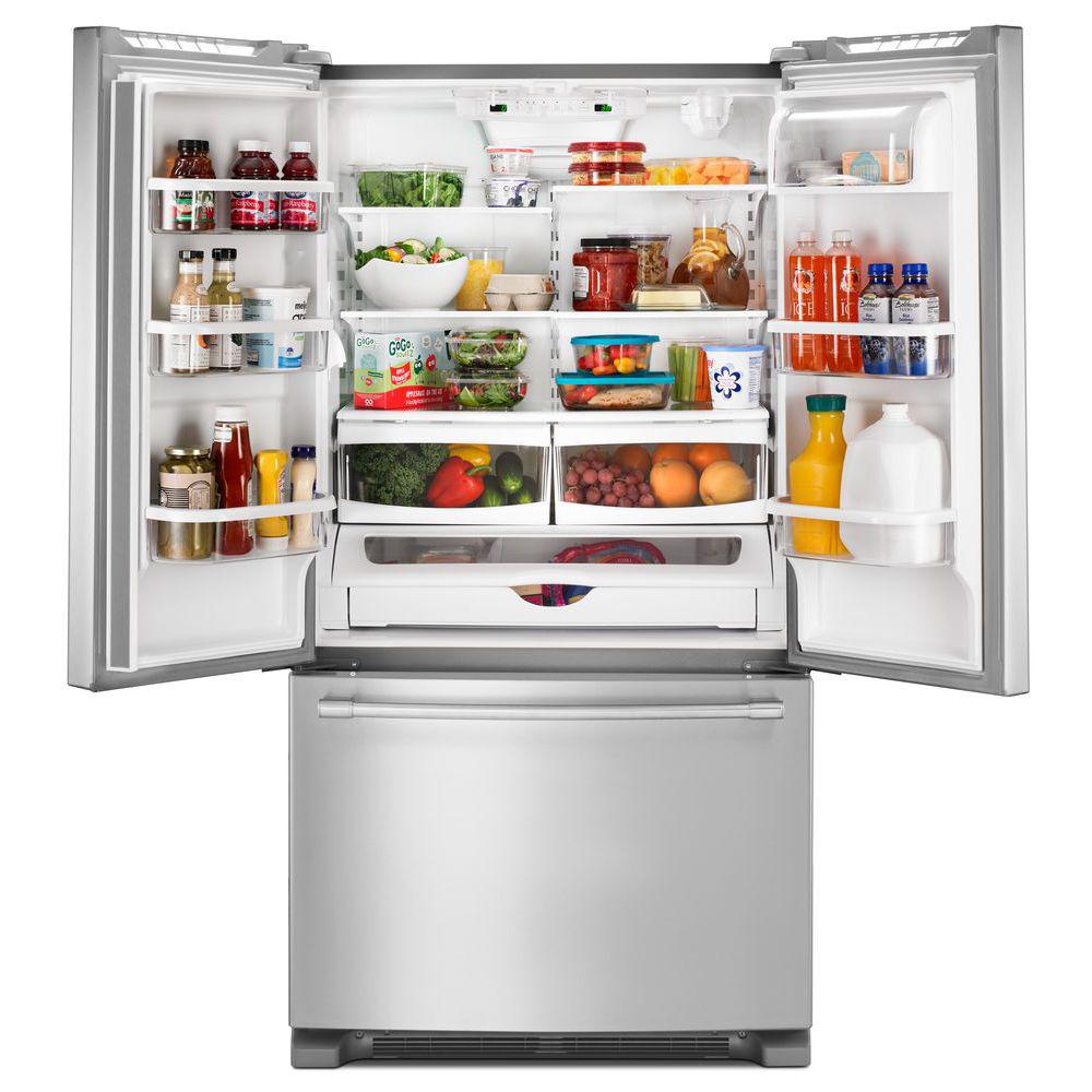 Maytag 20 Cu Ft French Door Refrigerator In Fingerprint Resistant Stainless Steel Counter Depth Mfc2062fez The Home Depot
