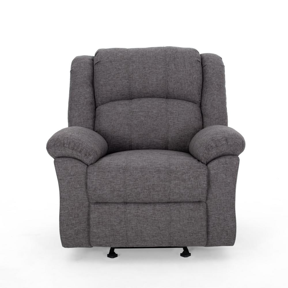 Noble House Kearney Traditional Charcoal Gray Tweed Fabric Glider