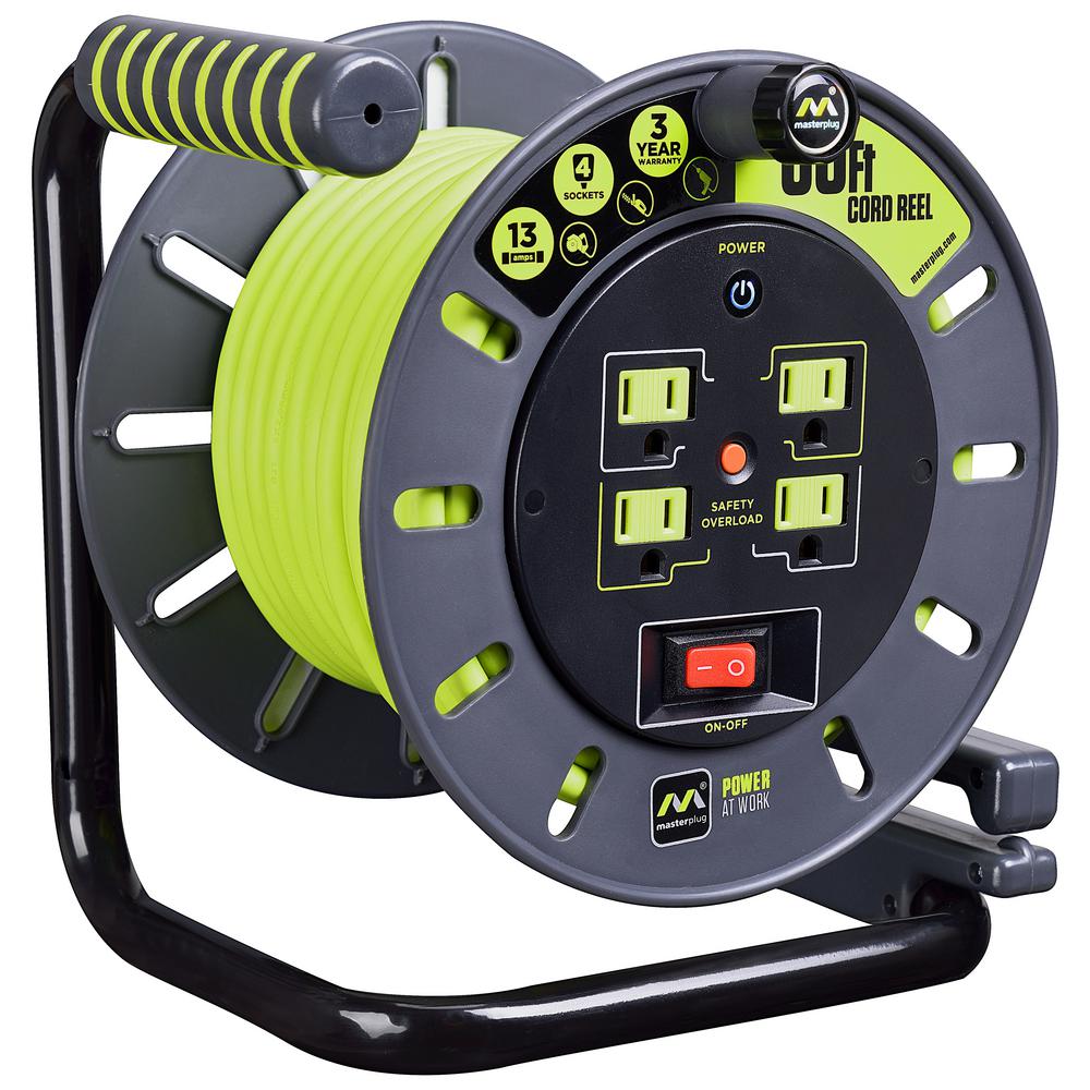 Masterplug ProXT 40 ft. 14/3 Case Cord Reel with 4-Outlets ...