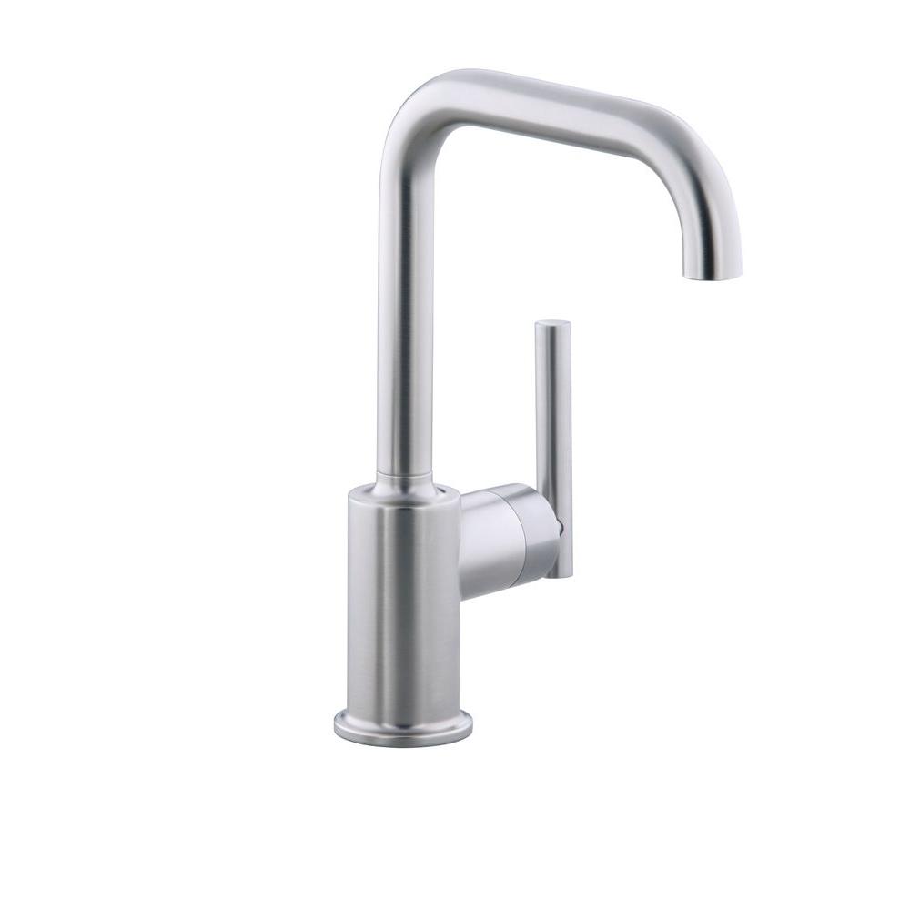 Kohler Purist Single Handle Standard Kitchen Faucet With Secondary Swing Spout In Vibrant Stainless