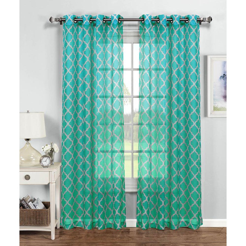 turquoise and white curtains