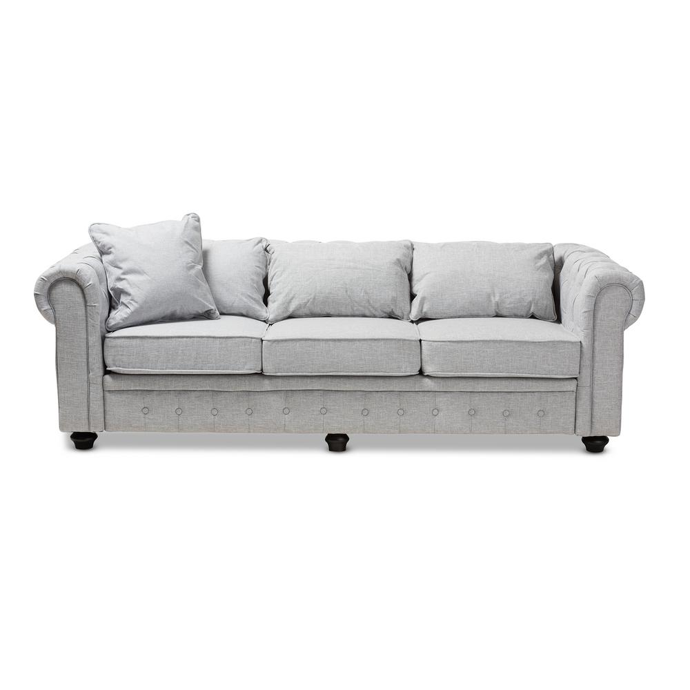 Baxton Studio Alaise Grey Fabric Sofa 144 8099 Hd The Home Depot Baxton Studio Alaise Grey Fabric Sofa