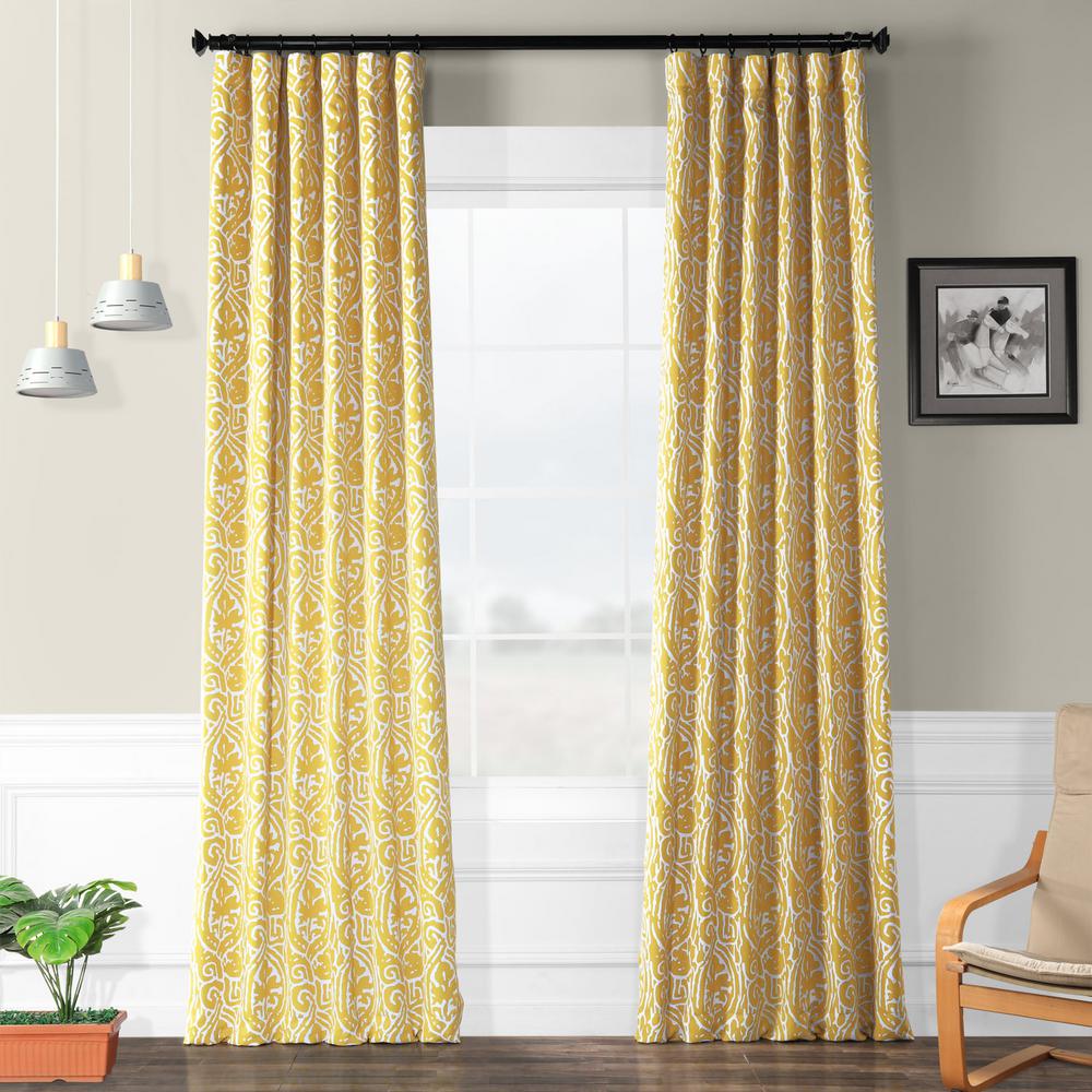 Yellow Curtains D Window Treatments The Home Depot Semi Opaque Abstract Misted Yellow Blackout Curtain 50 In W X 84