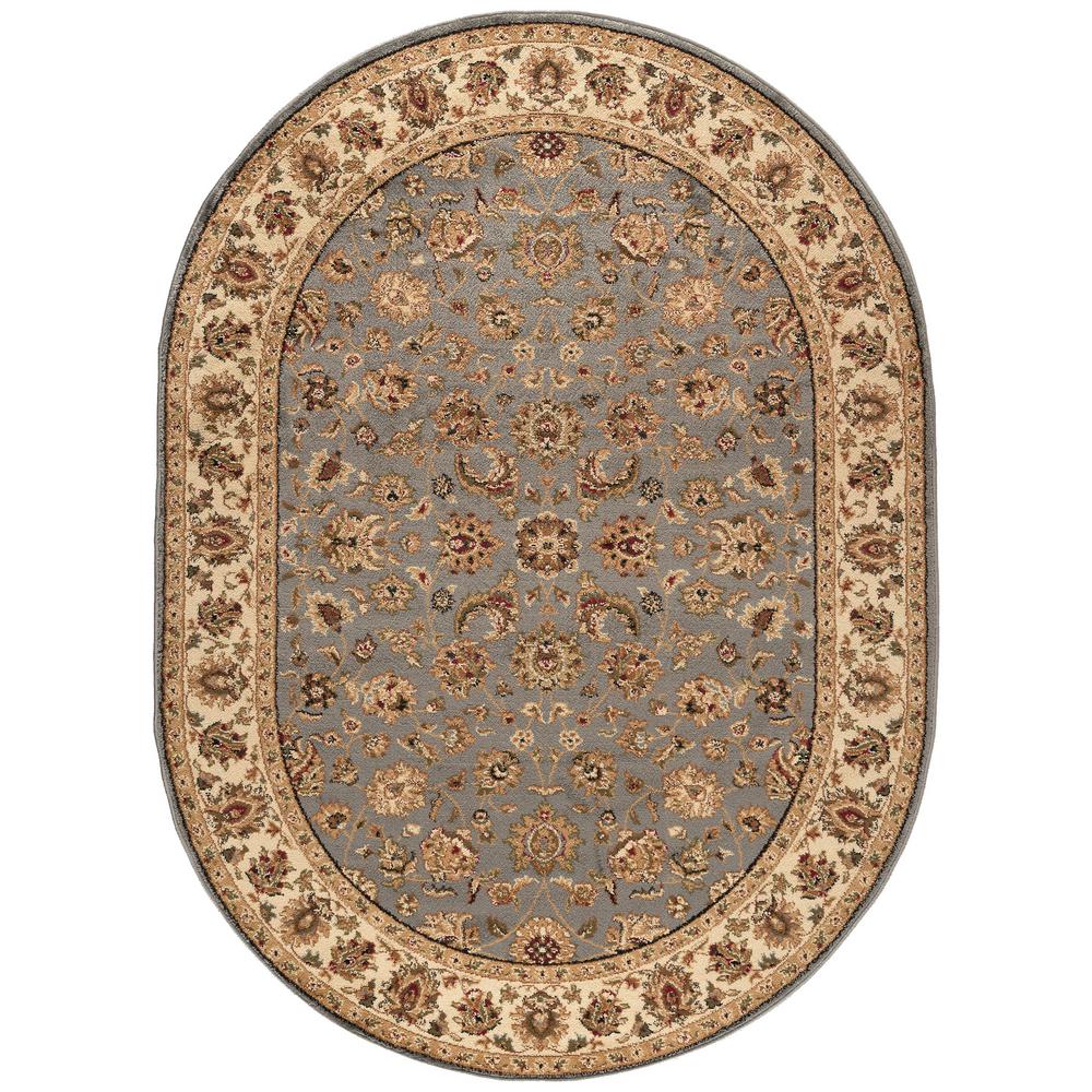 Tayse Rugs Elegance Blue 5 ft. 3 in. x 7 ft. 3 in. Oval Indoor Area Rug5377 Blue 5x8 Oval The