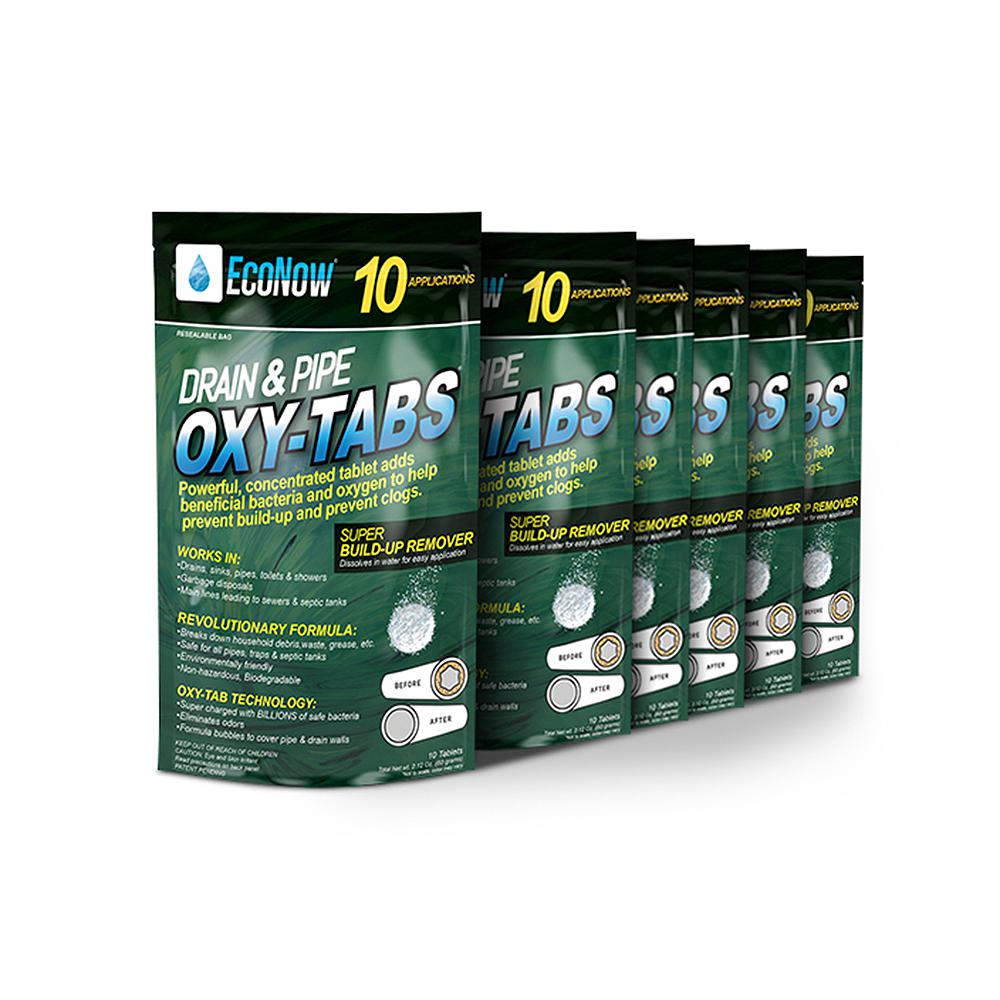 Oxy-Tabs Drain and Pipe Build-Up Remover and Cleaner - 10 Applications (Case of 6)