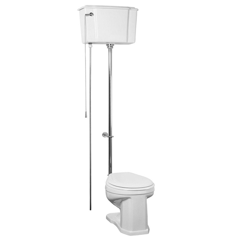 Pegasus Victoria 2 Piece 1 6 Gpf Single Flush Round High Tank Water Closet Toilet In White With Chrome Trim 2 413wc The Home Depot