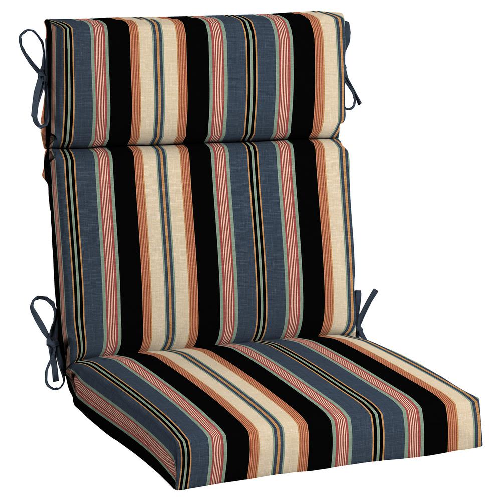 Hampton Bay Black Stripe Outdoor High Back Dining Chair Cushion 
