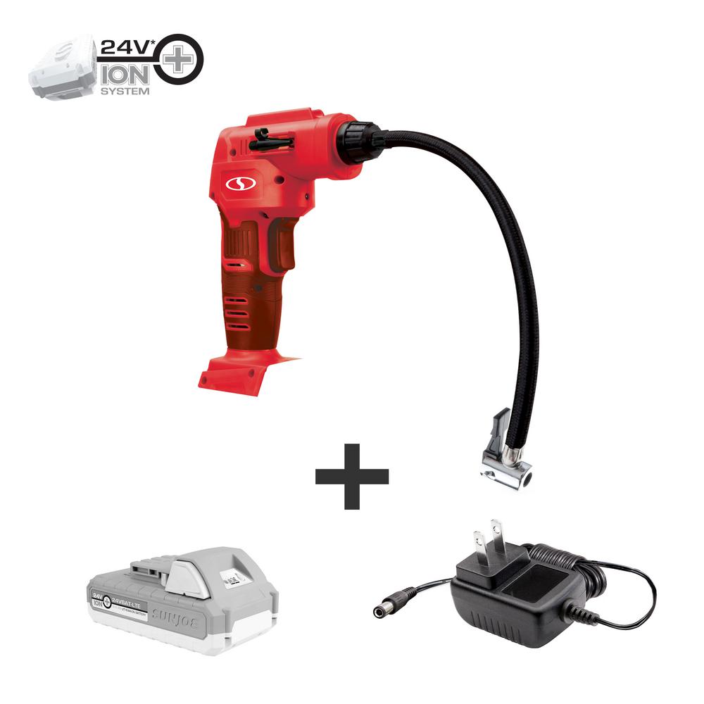 Sun Joe 24V-AJC-LTE-RED Cordless Portable Air Compressor ( tool only ) battery and charger not included ) 