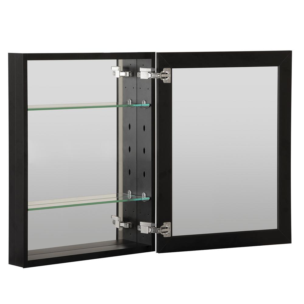 Boyel Living 16 In X 20 In Recessed Or Surface Mount Frameless 1 Door Medicine Cabinet In Black With 2 Adjustable Shelves Kfmmc1620 Bl The Home Depot