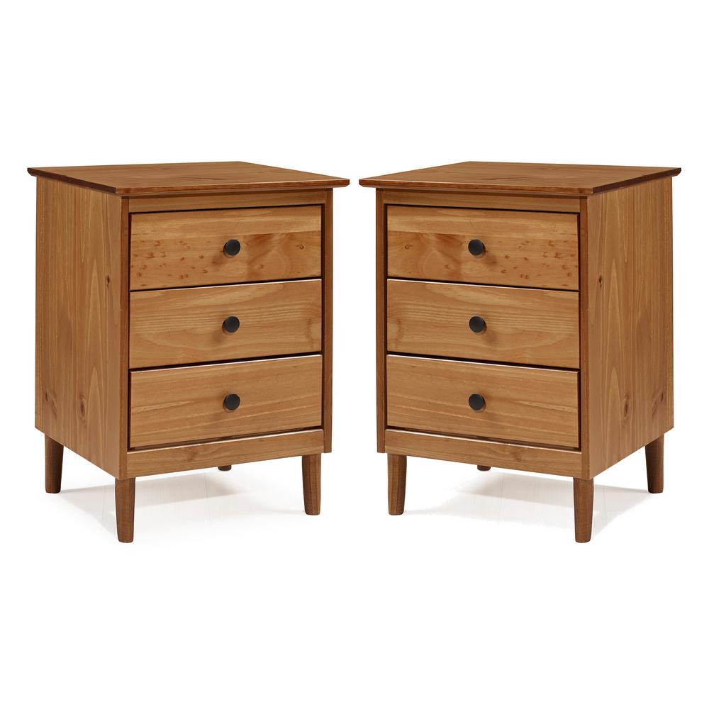 Walker Edison Furniture Company Modern 3Drawer Caramel Nightstand (2