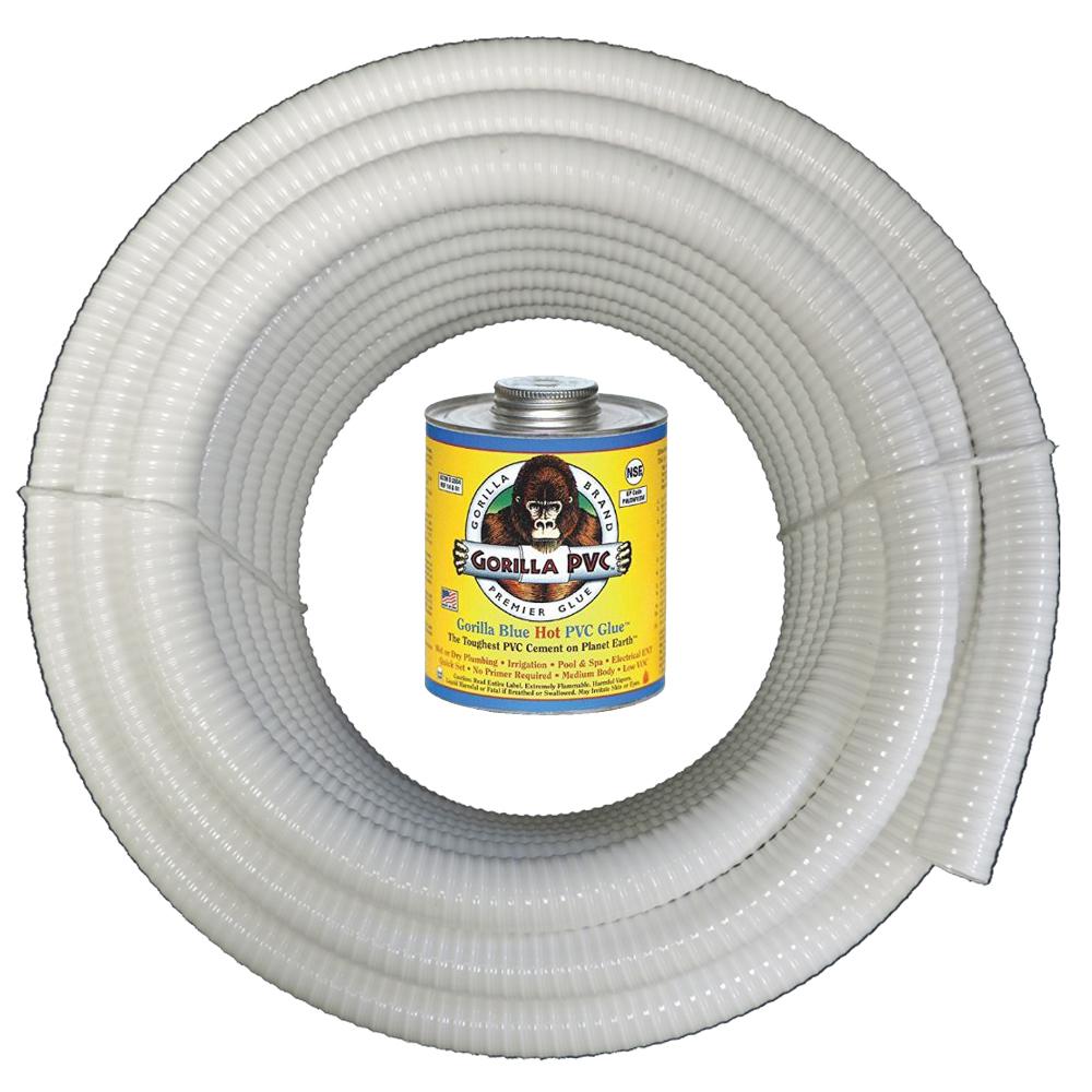 HydroMaxx 2 In. X 25 Ft. White PVC Schedule 40 Flexible Pipe With ...