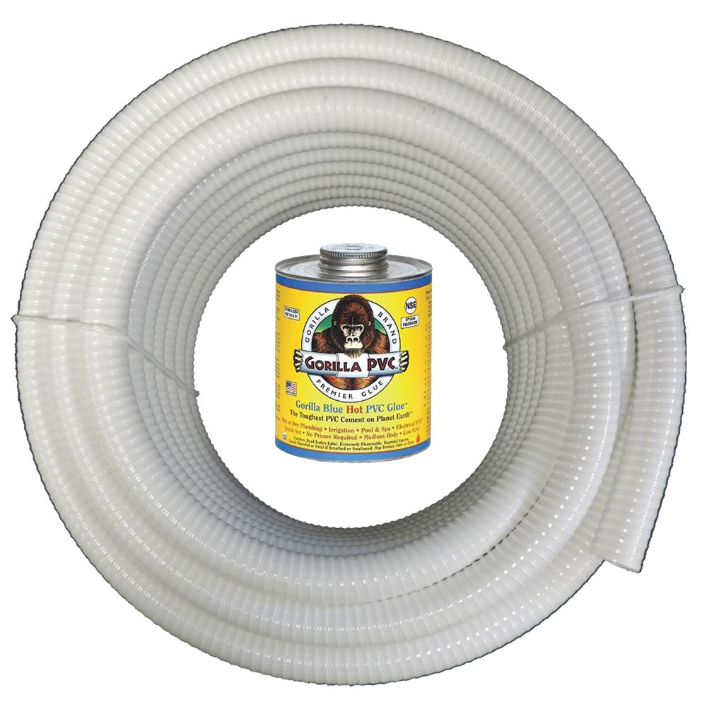 HydroMaxx 1 1/4 in. x 50 ft. White PVC Schedule 40 Flexible Pipe with