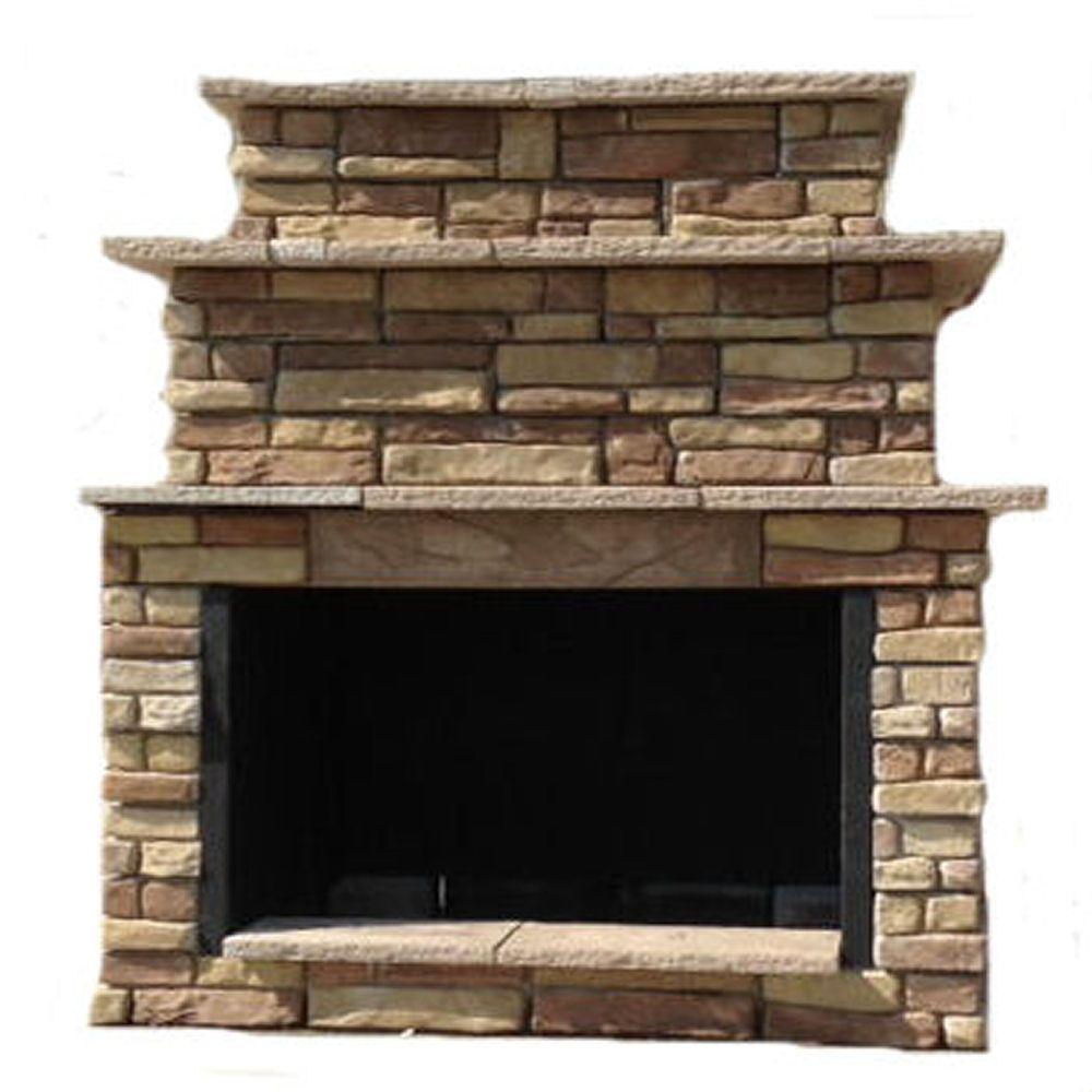 Outdoor Fireplaces Heating The Home Depot Random Brown Grand Outdoor Fireplace Kit