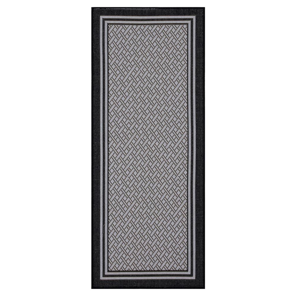 Ottomanson Jardin Collection Black Border Design Flat Weave 2 ft. x 5
