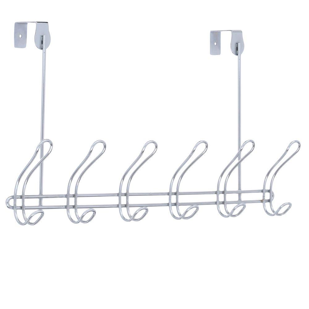 Interdesign Classico Over The Door 6 Hook Rack In Chrome 06926 The Home Depot