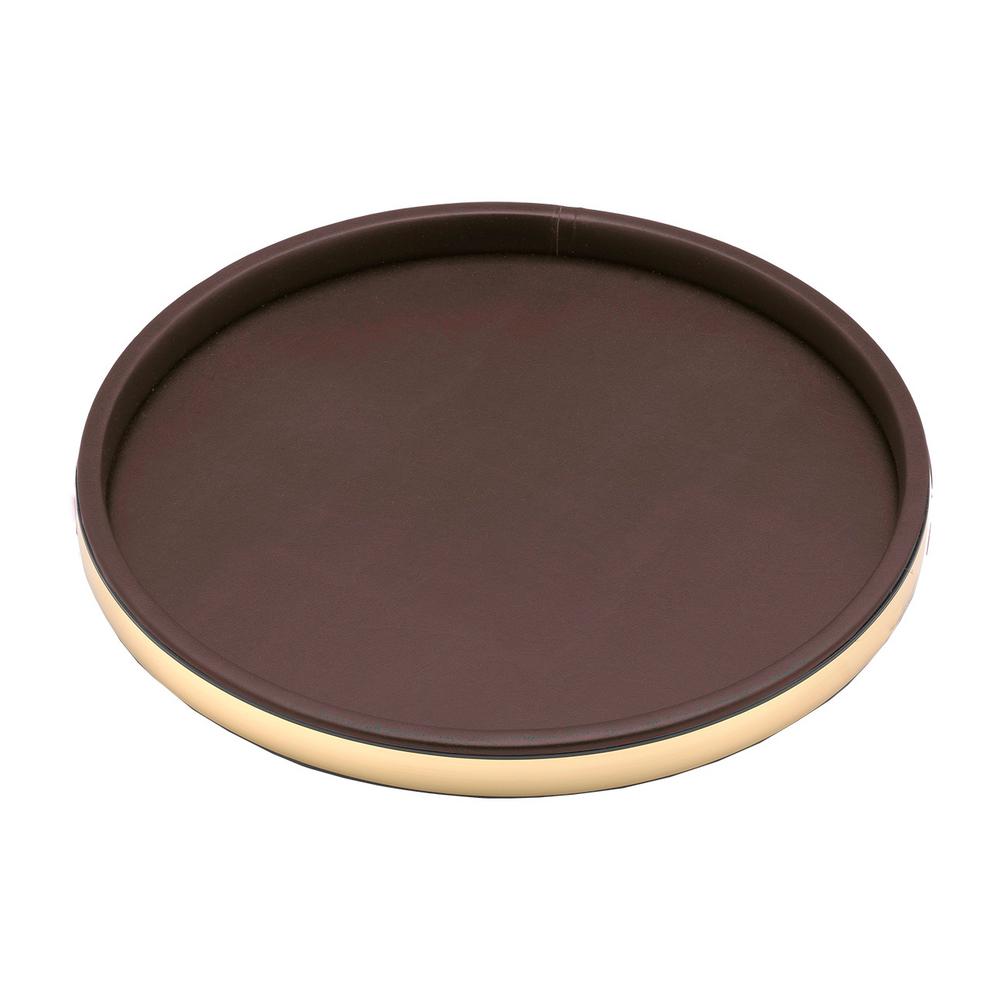 Kraftware Sophisticates 14 In Round Serving Tray Brown And Kraftware Sophisticates 14 In Round Serving Tray Brown And Polished Brass