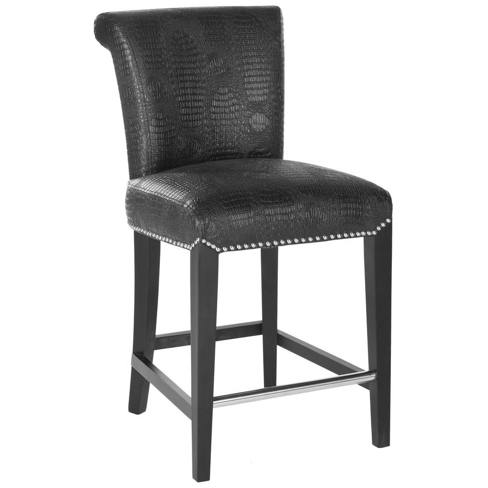 Safavieh Seth 25 9 In Black Croc Cushioned Bar Stool Mcr4509e The Black Croc Cushioned Bar Stool Mcr4509e The Home Depot