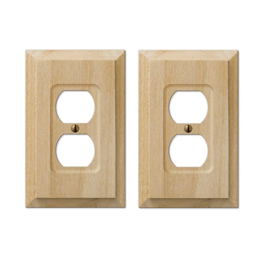 Hampton Bay Cabin 1 Duplex Outlet Plate in Unfinished Alder Wood (2