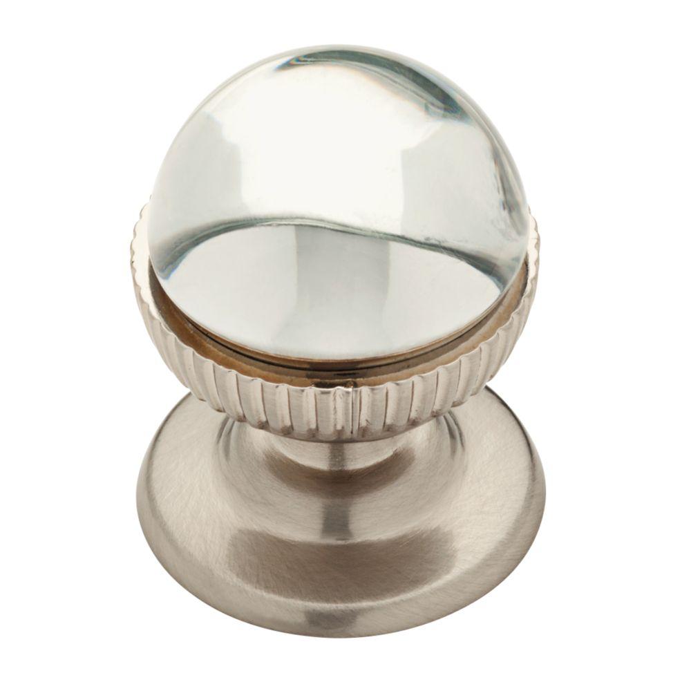 Liberty Clear Glass 111/32 in. (34 mm) Satin Nickel Knob