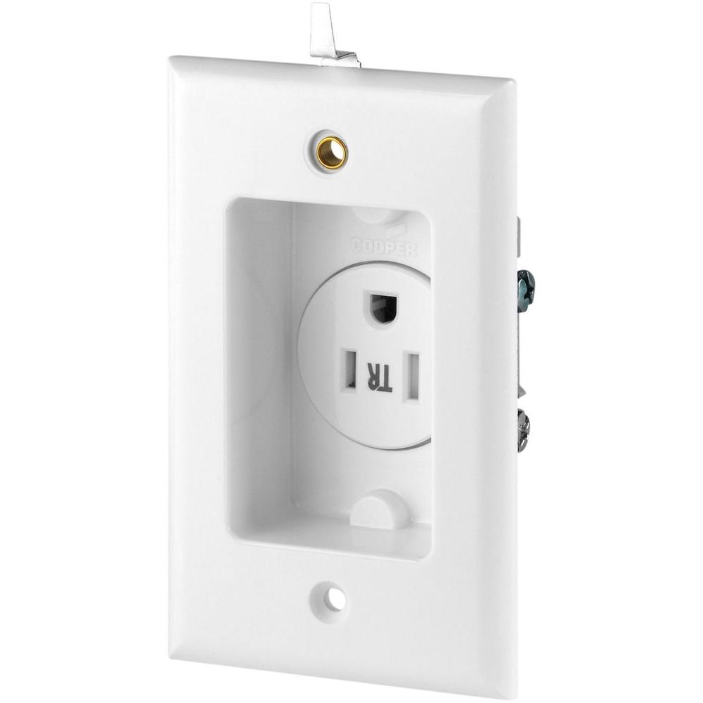 Eaton 15 Amp 125Volt 515R Single Recessed Receptacle with Clock