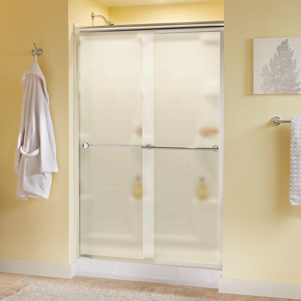 Delta Lyndall 48 In X 70 In Semi Frameless Sliding Shower Door In Chrome With Niebla Glass 1844