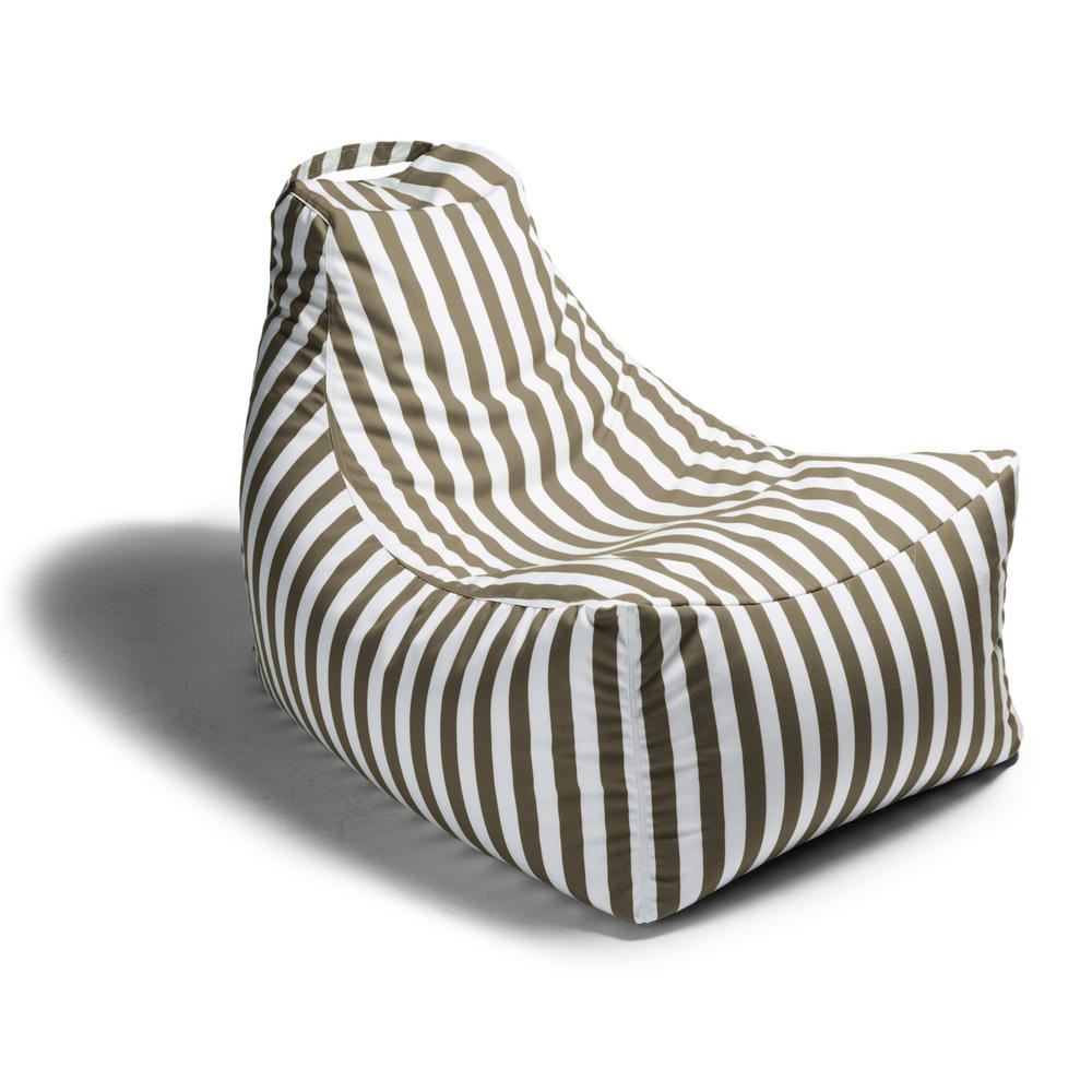 Ja Juniper Taupe Stripes Outdoor Bean Bag Patio Lawn Chair