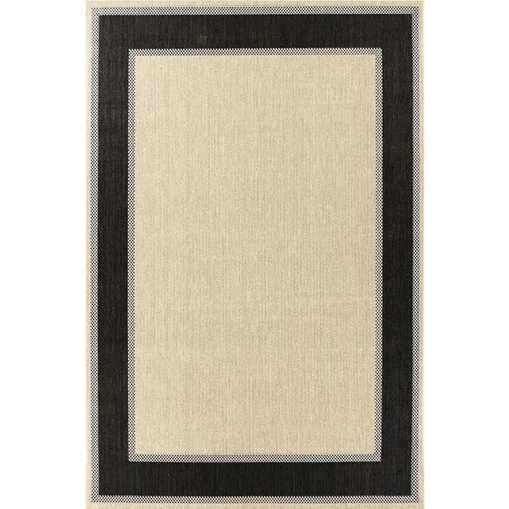 Hampton Bay Border Tan Black 7 ft. 5 in. x 10 ft. 8 in. Indoor/Outdoor