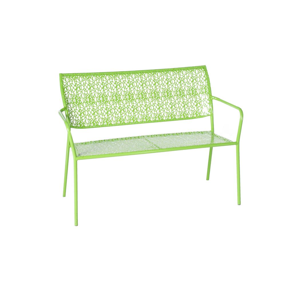 Alfresco Martini Key Lime Green Finish 25 in. Metal Outdoor Garden Bench