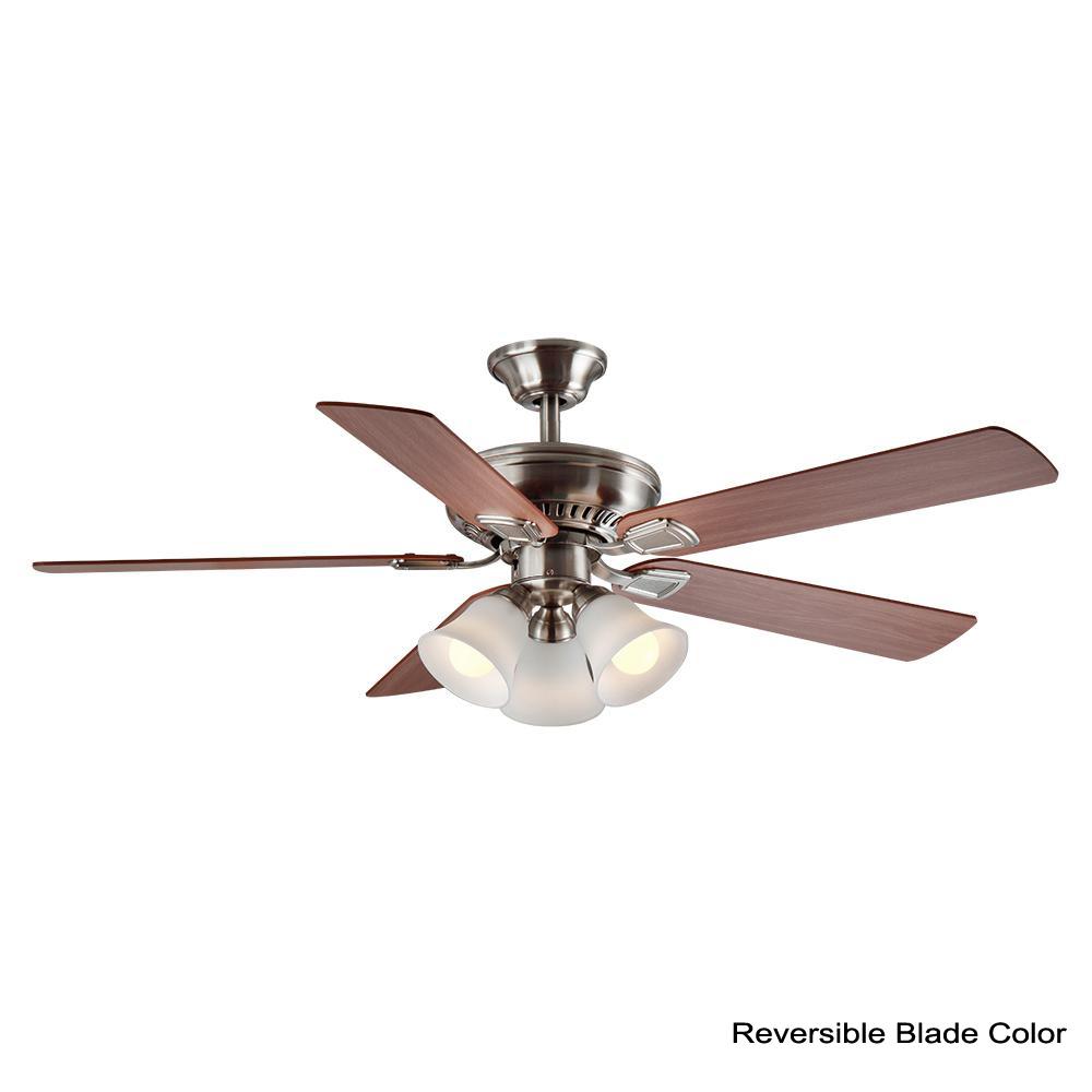 Hampton Bay Campbell 52 In Led Indoor Brushed Nickel Ceiling Fan
