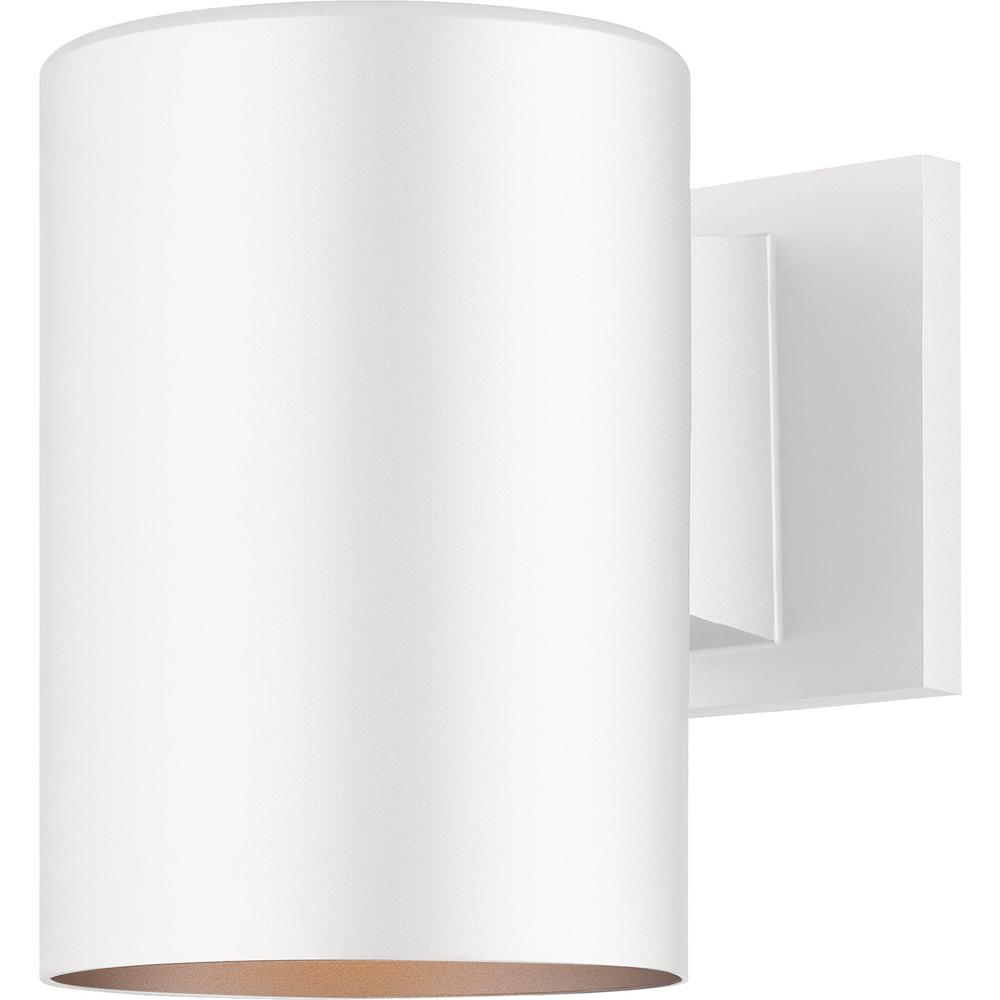 Volume Lighting Small 1 Light White Aluminum Outdoor Wall Mount Cylinder Sconce