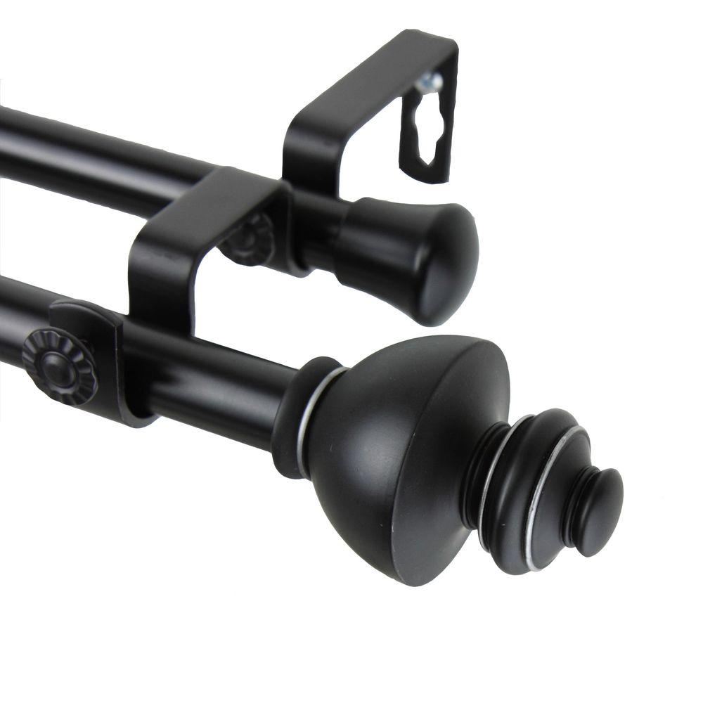Rod Desyne 48 inch - 84 inch Double Telescoping Curtain Rod in Black with... by Rod Desyne