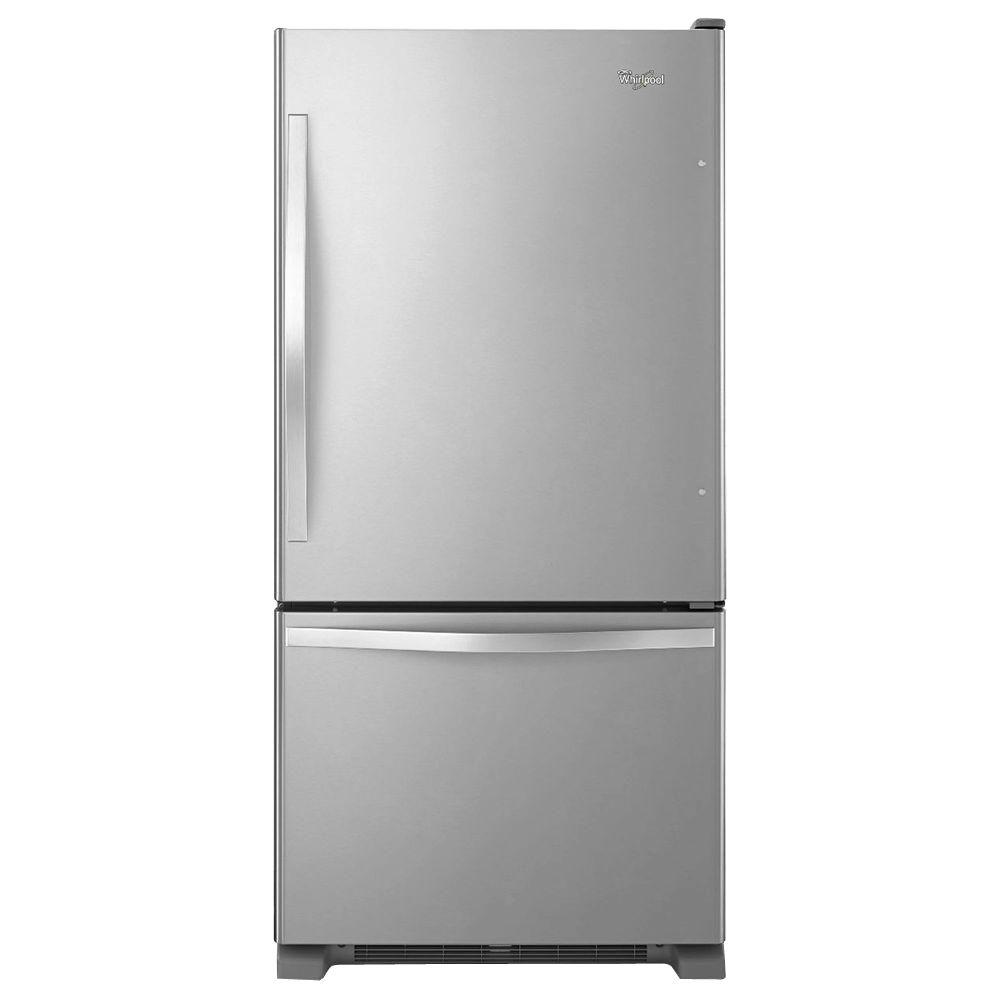 Whirlpool 33 In W 221 Cu Ft Bottom Freezer Refrigerator In Monochromatic Stainless Steel 