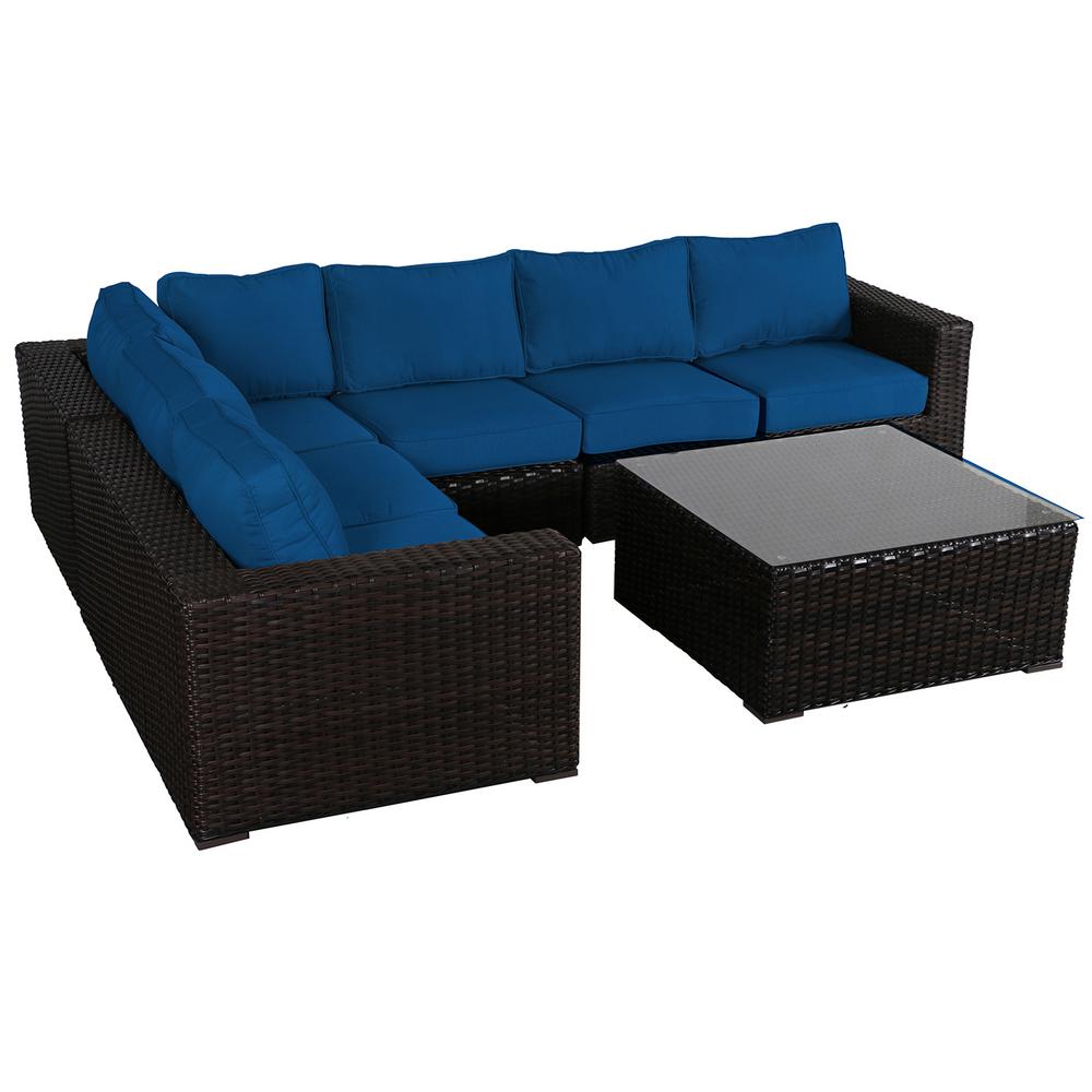Boyel Living 6-Pieces Wicker Patio Conversation Set 7-People Rattan
