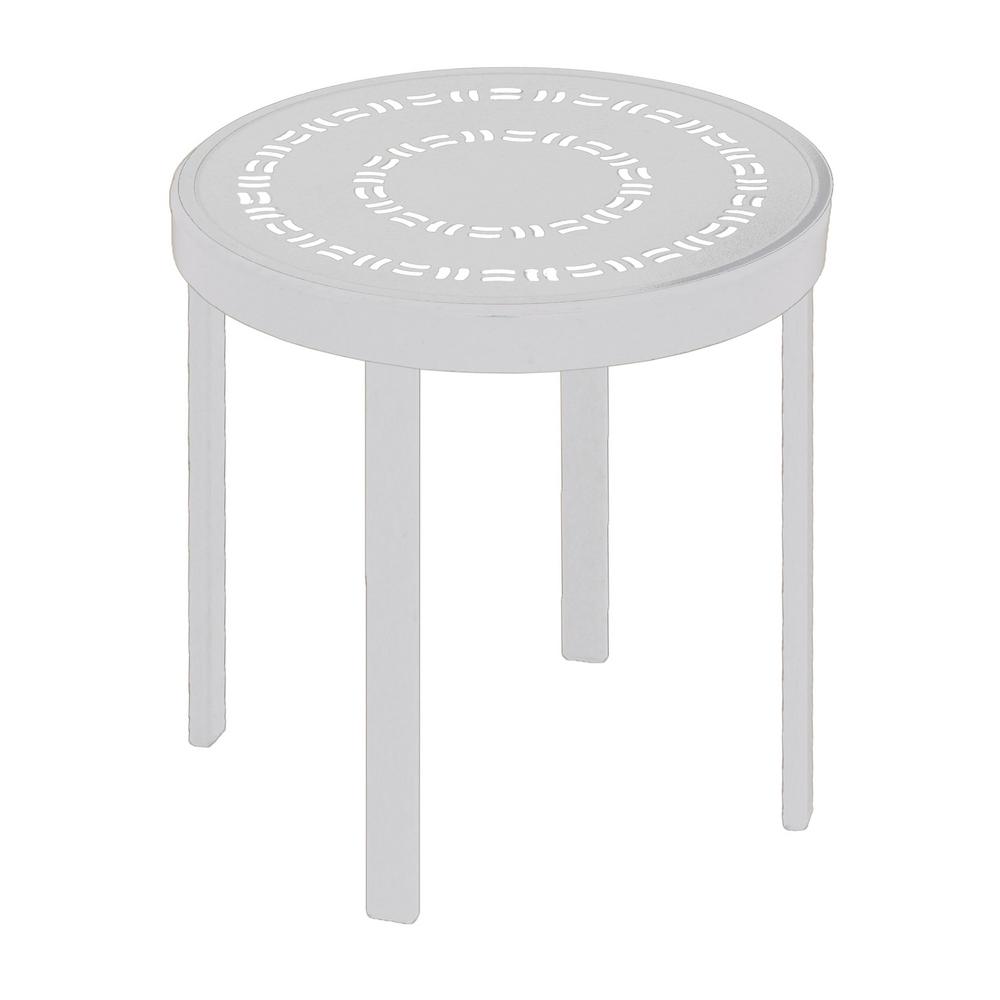 Marco Island 18 In White Round Commercial Aluminum Patio Side Table White Round Commercial Aluminum Patio Side Table