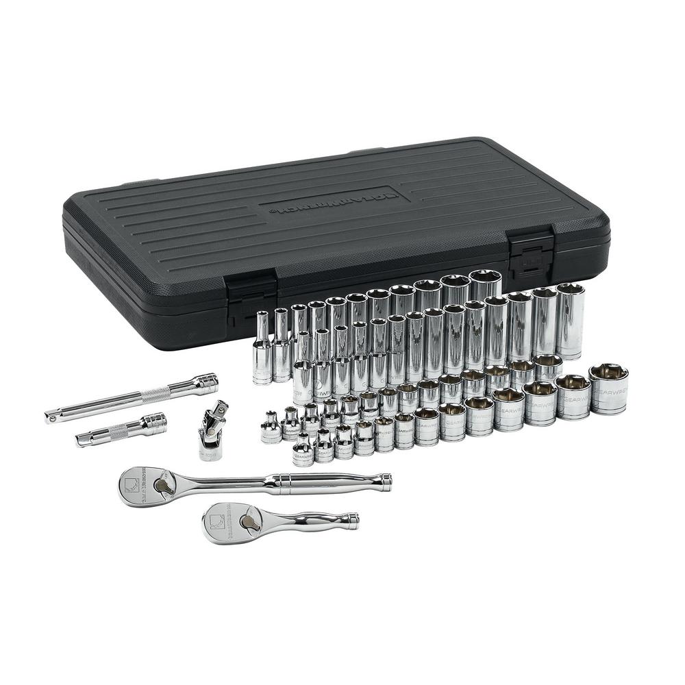 GearWrench 57 Piece 3/8 in Drive SAE/Metric Socket Set, 6 Point
