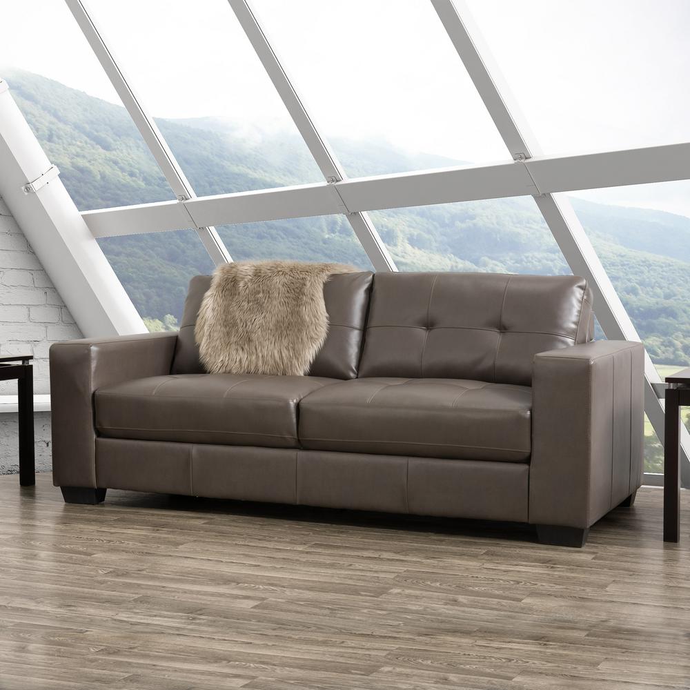 Home Decorators Collection Alwin Chocolate Italian Leather Sofa