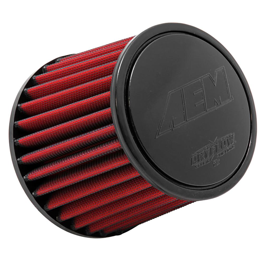 AEM 21-201DK Universal DryFlow Clamp-On Air Filter: Round Tapered; 2.5 in (64 mm) Flange ID; 5.125 in (130 mm) Height; 6 in (152 mm) Base; 5.125 in (130 mm) Top