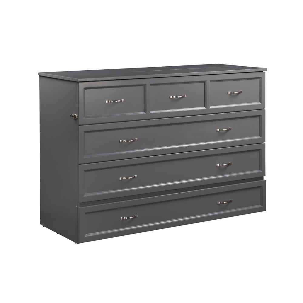 Gray Beds Headboards Bedroom Furniture The Home Depot Deerfield Murphy Bed Chest Queen Atlantic Grey With Charging Station